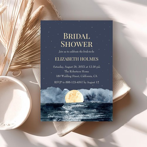 Full Moon on Lake Bridal Shower Invitation