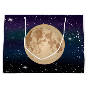 Full Moon on Starry Night Hand Drawn    Large Gift Bag