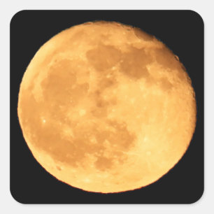 Full Moon Orange Glow Night Sky Moon Art Square Sticker
