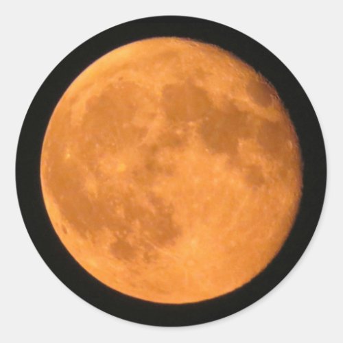Full Moon Orange Harvest or Halloween  Classic Round Sticker