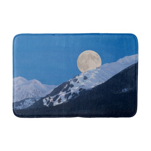 Full Moon Over Alyeska Ski Resort Alaska Bath Mat