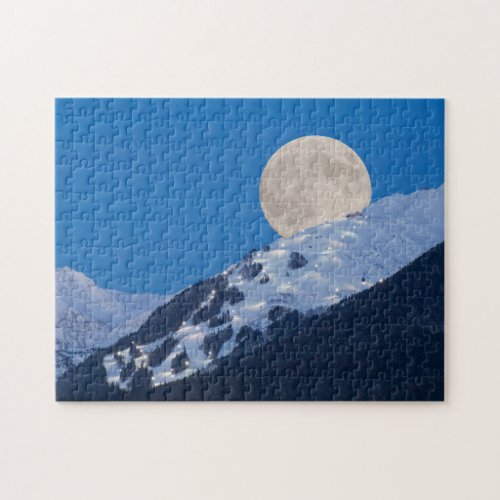 Full Moon Over Alyeska Ski Resort Alaska Jigsaw Puzzle