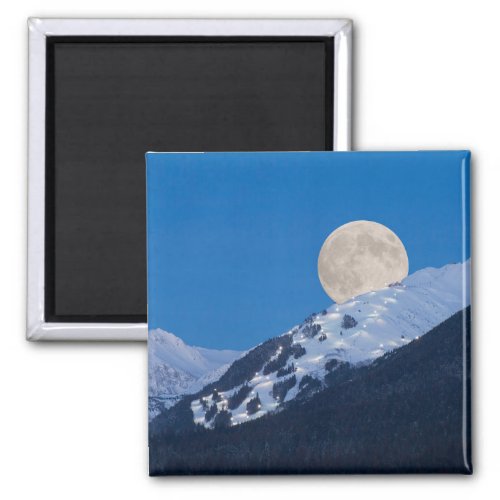 Full Moon Over Alyeska Ski Resort Alaska Magnet
