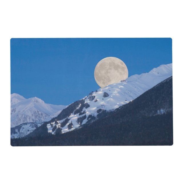 Full Moon Over Alyeska Ski Resort, Alaska Placemat (Front)
