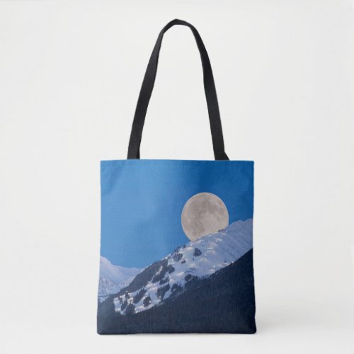 Full Moon Over Alyeska Ski Resort Alaska Tote Bag