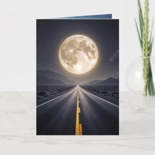 Full Moon Over Highway Birthday Card
