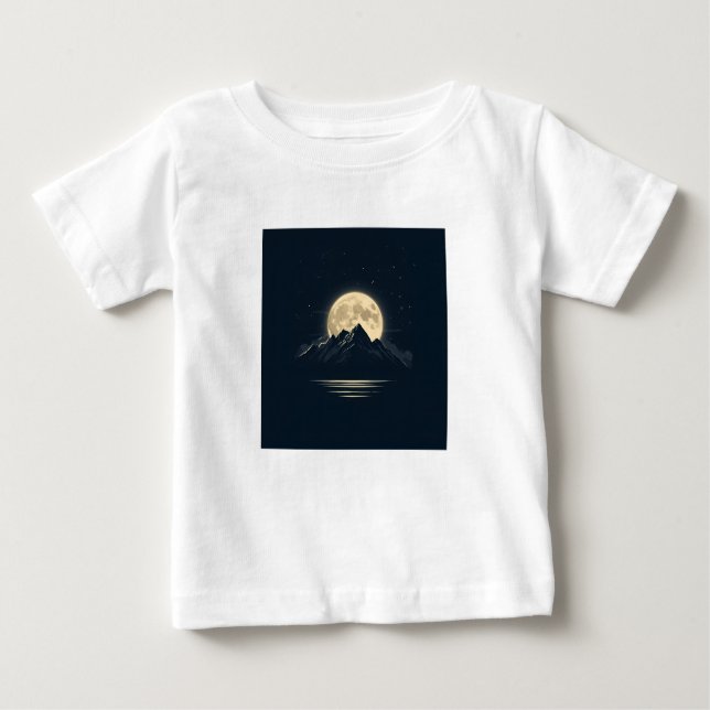 Full Moon Over Mountains – Scenic Night Sky T-Shir Baby T-Shirt (Front)
