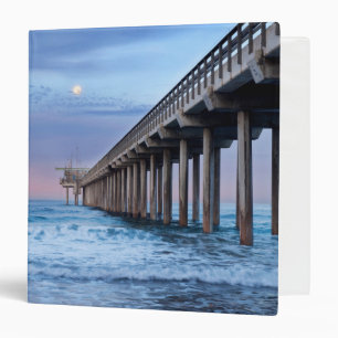 Full moon over pier, California 3 Ring Binder