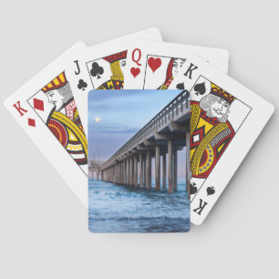 Full moon over pier, California Poker Cards