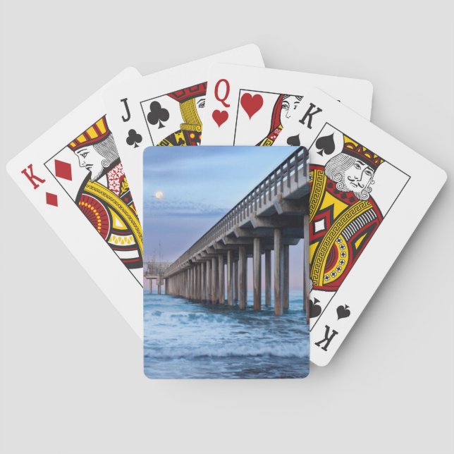 Full moon over pier, California Poker Cards (Back)