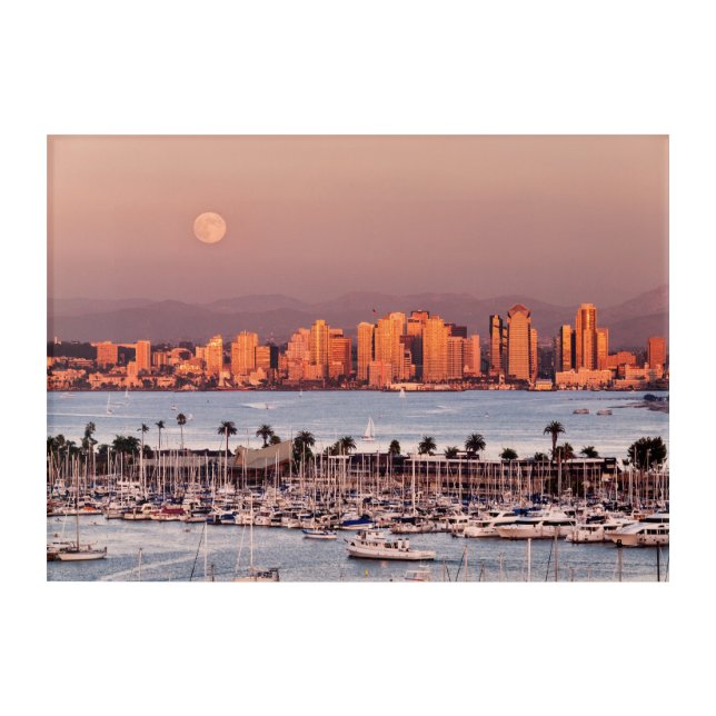 Full Moon over San Diego Acrylic Print (Front)