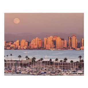 Full Moon over San Diego Faux Canvas Print