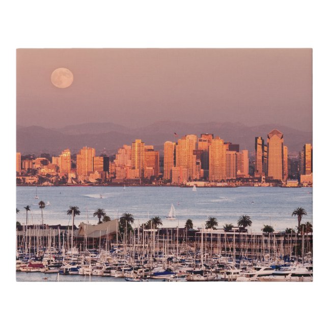 Full Moon over San Diego Faux Canvas Print (Front)