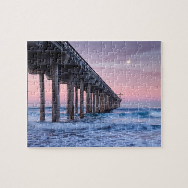 Full Moon Over Scripps Pier Jigsaw Puzzle (Horizontal)