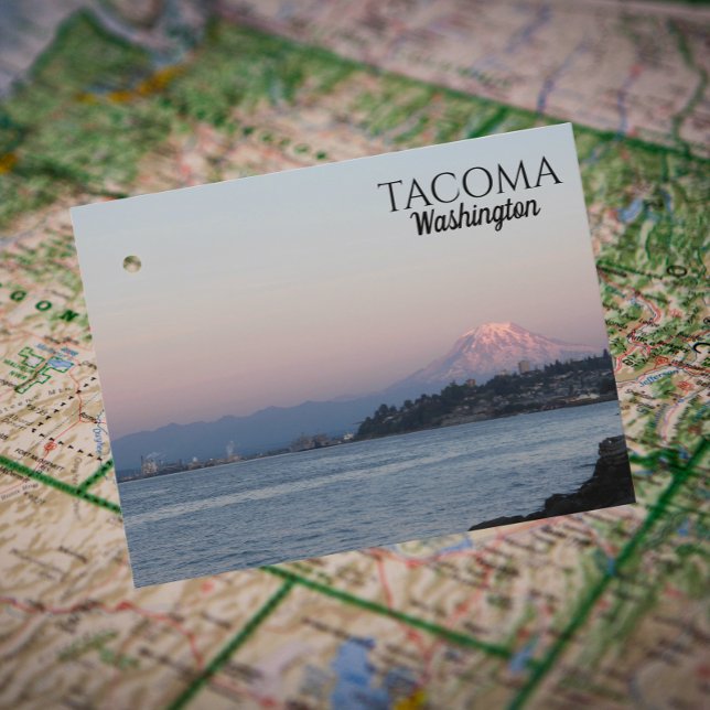 Full Moon Over Tacoma, Washington Travel Postcard (In Situ Map)