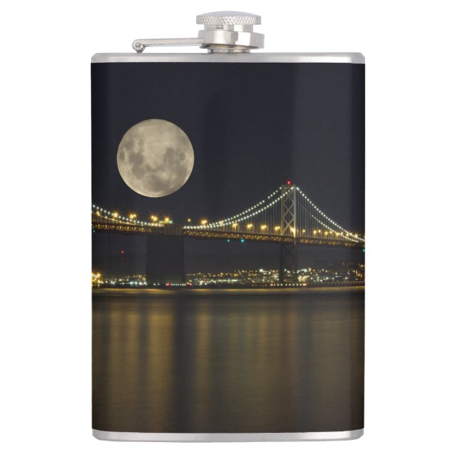 Full Moon Over the Bay Bridge Flask (Front)