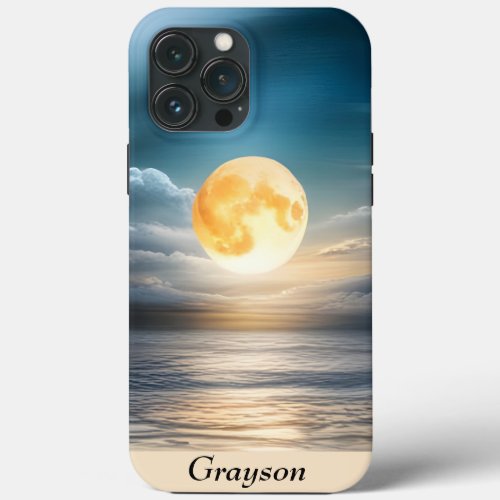 Full Moon Over the Ocean iPhone 13 Pro Max Case