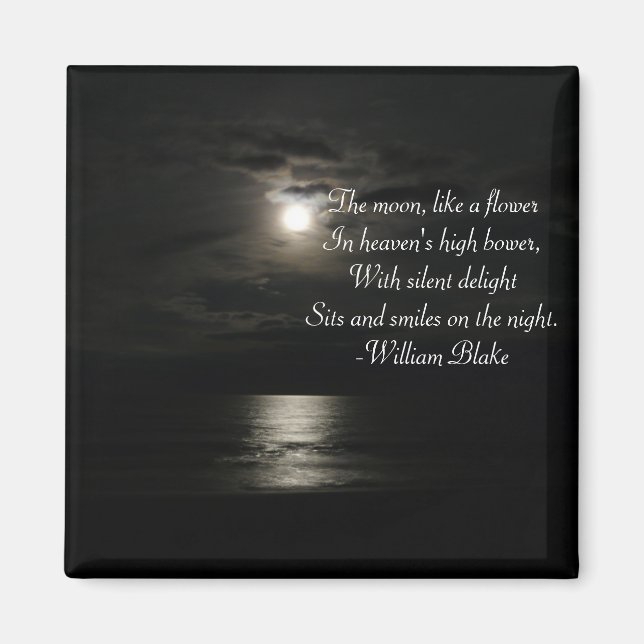 Full Moon over the water at night-with poetry Magnet (Front)