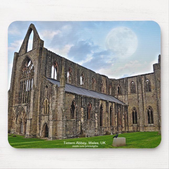 Full Moon over Tintern Abbey Cistercian Monastery Mouse Pad (Front)