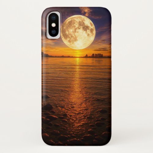 Full Moon Over Tranquil Lake Mobile Case