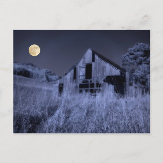 Full Moon Overhead | Old Weathered Barn Postcard