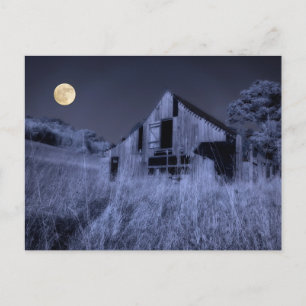 Full Moon Overhead Old Weathered Barn Postcard