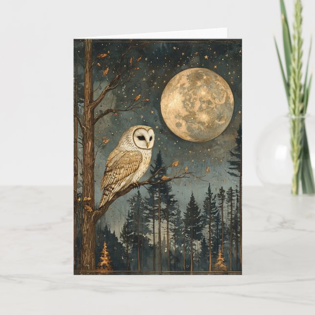 Full Moon Owl Blank Card (Front)