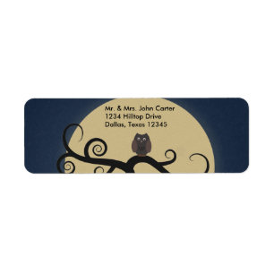 Full Moon Owl Blue Address Labels