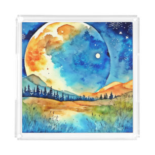 Full Moon Painting Acrylic Tray