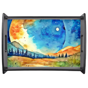 Full Moon Painting Serving Tray