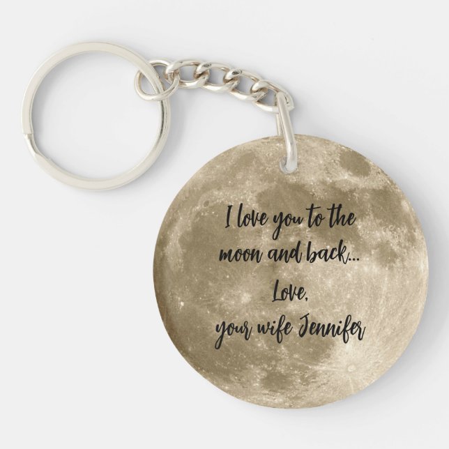 Full Moon Personalized Gift Round Acrylic Keychain (Front)