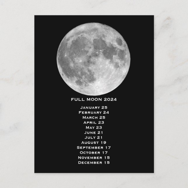 Full Moon Phases 2024 US Eastern Date Postcard (Front)
