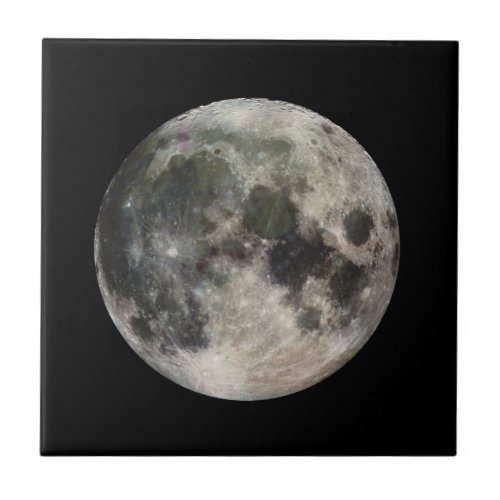 Full Moon Photograph Galileo Ceramic Tile