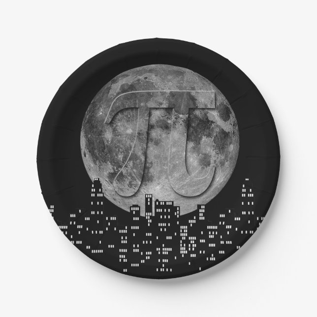 Full Moon Pi In The Sky Paper Plates (Front)