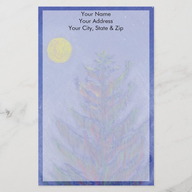 Full Moon Pine Tree Stationery (Front)