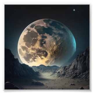 Full Moon Poster, Magic Galaxy Photo Print