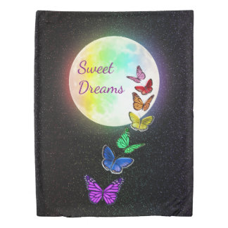 Full Moon & Rainbow Butterflies Sweet Dreams Duvet Cover