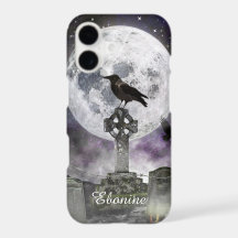 Full Moon Raven Celtic Cross iPhone Case