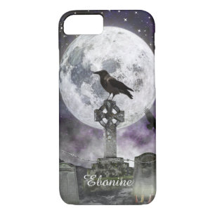 Full Moon Raven Celtic Cross iPhone Case