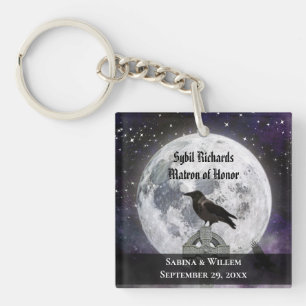 Full Moon & Raven Wedding Favor Keychain