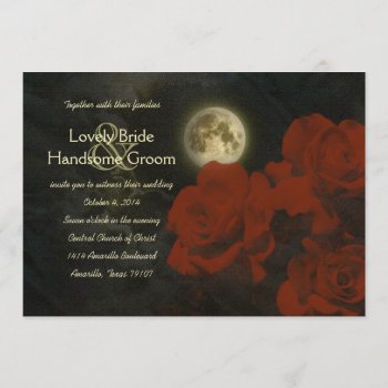 Full Moon Red Ghost Roses Wedding Invitation by RiverJude at Zazzle