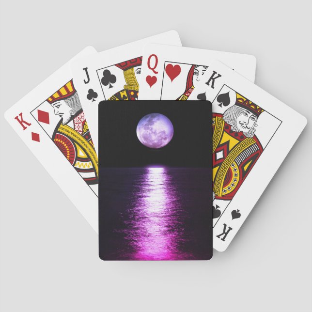 Full moon reflection purple poker cards (Back)