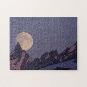 Full Moon Rises Chugach Mountains Alaska Jigsaw Puzzle