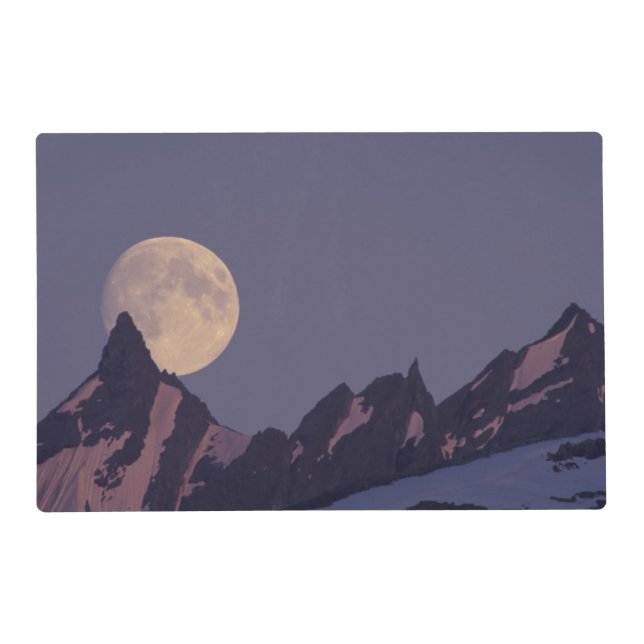 Full Moon Rises | Chugach Mountains Alaska Placemat (Front)