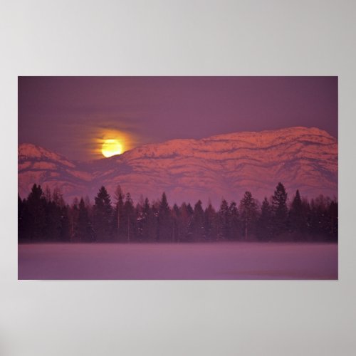 Full moon rises over Teakettle Mountain during Poster