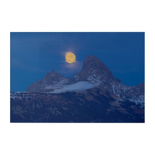 Full Moon Rising  Grand Teton Driggs Idaho Acrylic Print