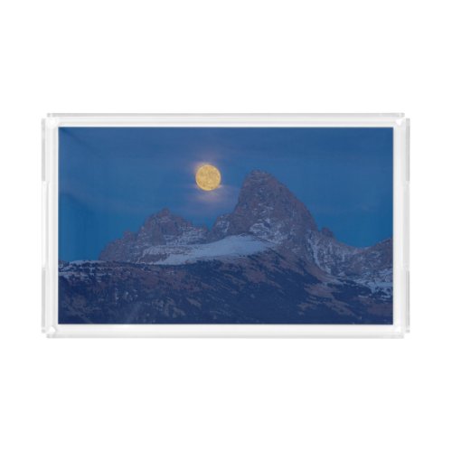 Full Moon Rising  Grand Teton Driggs Idaho Acrylic Tray