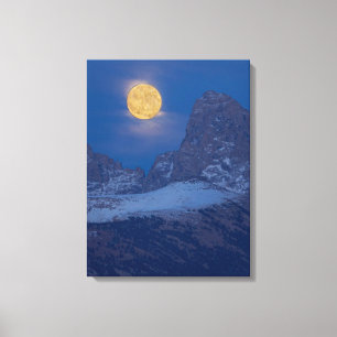 Full Moon Rising Grand Teton Driggs, Idaho Canvas Print