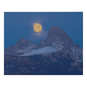 Full Moon Rising Grand Teton Driggs, Idaho Faux Canvas Print