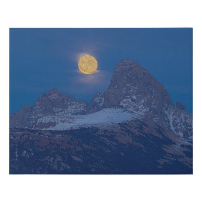 Full Moon Rising | Grand Teton Driggs, Idaho Faux Canvas Print (Front)